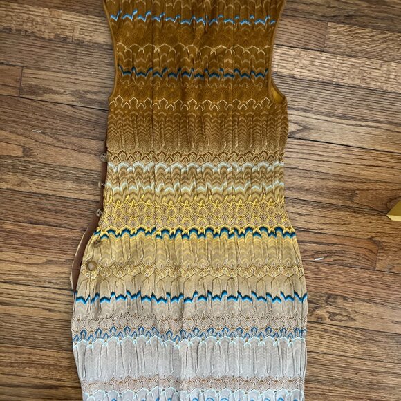 missoni 40 (us xs-s) nwt cottagecore crochet woven ochre dress - Picture 4 of 14